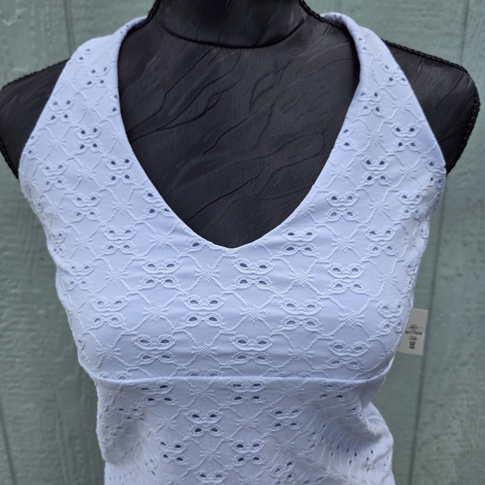 Aeropostale Boho Halter Top Womens Jrs Medium‎ Light Blue Eyelet Smocked Beach